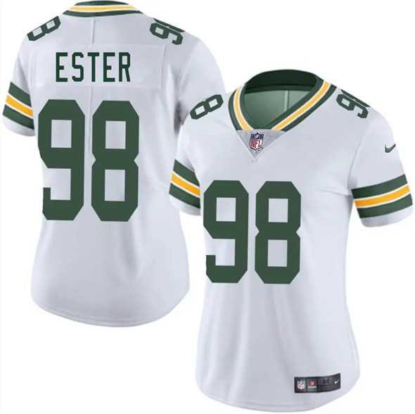 Womens Green Bay Packers #98 James Ester White 2025 Vapor Untouchable Limited Stitched Jersey Dzhi